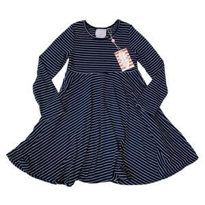 NWT Serendipity Size 2T Navy Stripe Ribbed Knit Dress